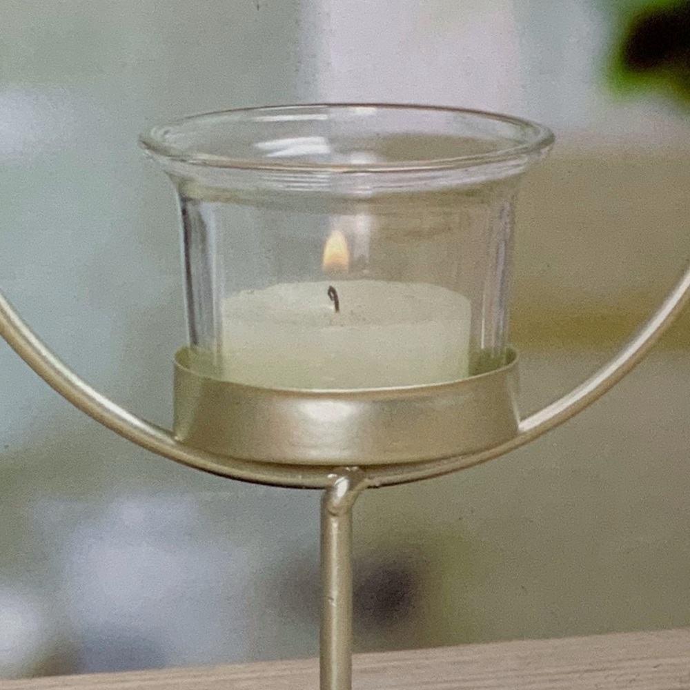 Candle Holder Set Tabletop Pedestal Minimalistic Geometric Classic Gold Black - Picture 3 of 13